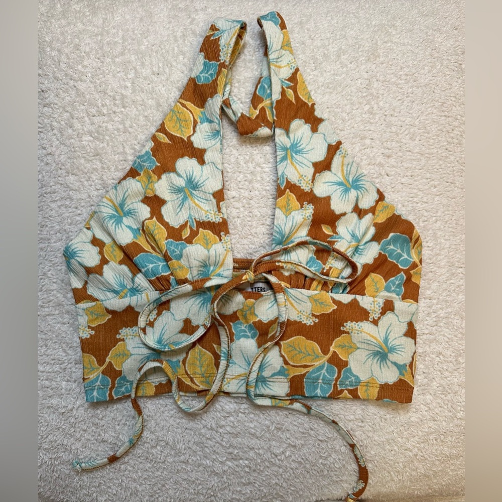 Urban Out Fitters Tropical Halter Crop Top